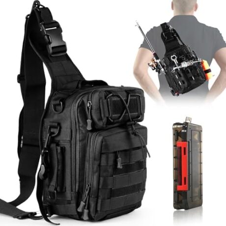 Aertiavty Fishing Backpack, Fishing Bag with Tackle Box, Compact Fishing Tackle Bag, Fishing Tackle Backpack with Rod Holder for Outdoor Sport Fishing Gifts for Men Women