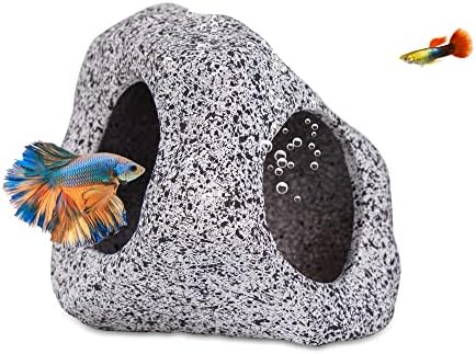 Ameliade Aquarium Decorations Cave Fish Tank Accessories Rock Decor for Shrimp Cichlid Hiding Breeding Small Fish Bowl Hide Decoration Betta Toys Hideout Stones House（Medium）