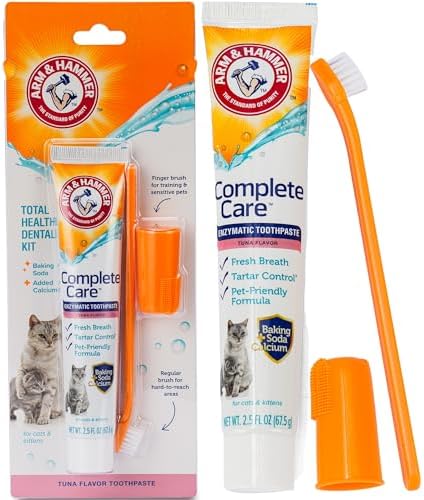 Arm & Hammer Complete Care Dog Dental Kit, Tuna Flavor Enzymatic Dog Toothpaste, Toothbrush, & Finger Brush, Baking Soda + Calcium, Enhanced Formula, 2.5oz