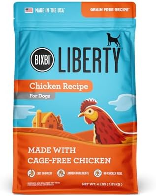 BIXBI Liberty Grain Free Dry Dog Food, Chicken Recipe, 4 lbs - Fresh Meat, No Meat Meal, No Fillers for Easy Digestion - USA Made