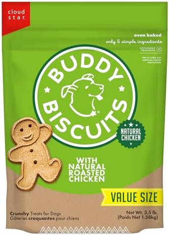 Buddy Biscuits 3.5 lbs. Bag of Crunchy Dog Treats Made with Roasted Chicken