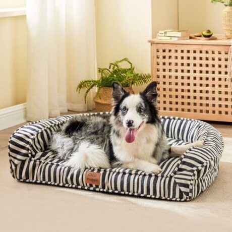 ChiXnuggle Dog Bed for Large Dogs - Washable Canvas Pet Beds, Breathable & Low-Step Entry Easy for Senior Dog, 36x27x7inches