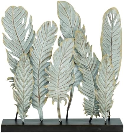 Deco 79 Metal Bird Decorative Sculpture Feathers Home Decor Statue, Accent Figurine 20" x 5" x 21", Gray