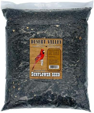 Desert Valley Black Oil Sunflower Seed, All Natural, Non-GMO Premium Wild Bird and Wildlife Food for Cardinals, Dove, Jays, Squirrels, and More (5 Pounds)