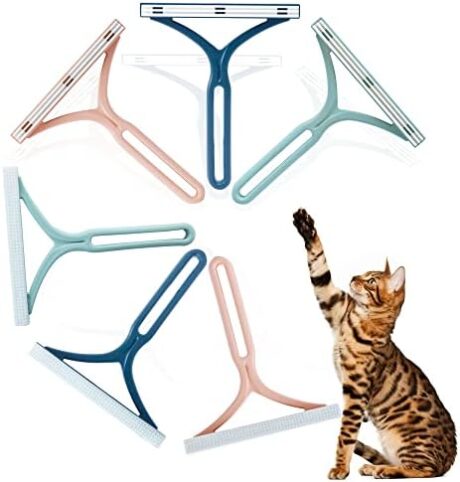 Dog Hair Remover for Couch, Cat Fur Removal Tool for Furniture, Pet Hair Remover Cleaner Brush for Clothes, Carpet, Bedding, Car, Reusable Scraper for Dog Hair/Lint Cleaning, (6 Pack)