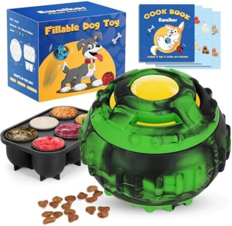 Dog Toys for Boredom - Frozen Treats Toy, Dog Toy Refillable Freezable Dog Food, Reduces Anxiety Chew Toy, Easy to Clean Interactive Dog Puzzle Toys, Treats Dispensing Dog Toys, 4-IN-1 Enrichment Toys