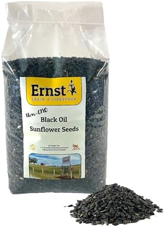 Ernst Grain & Livestock Black Oil Sunflower Seeds - Birdseed for Outside Feeders Wild Bird Food - Ideal Bird Seed for Cardinals, Woodpeckers and More - Non-GMO, 7lb