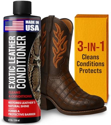 Exotic Leather Conditioner for Boots - Made in USA Leather Cleaner Specially Formulated to Clean & Condition Your Reptile & Exotic Skins - Snakeskin Conditioner - Crocodile Leather Conditioner - 8oz