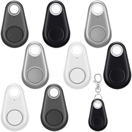 Flutesan 8 Packs Portable GPS Tracking Mobile Tracking Anti Loss Smart Device Key Finder Locator GPS Tracker Device for Pets Dog Cat Wallet Keychain Luggage, Alarm Reminder(Black, White, Gray)
