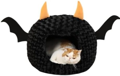 Funny Cat Bed Halloween Large Cat Cave Nest Warm Cute Kitten Bed Mattress Cartoon Ultra Soft Plush Removable Cushion