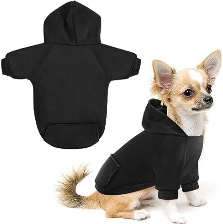 Idepet Pet Dog Hoodies Dog Clothes for Small Dogs Vest Chihuahua Clothes Warm Coat Jacket Autumn Puppy Outfits Cats Dogs Clothing(XS,Black)