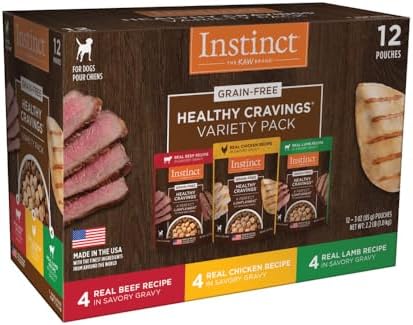 Instinct Healthy Cravings Grain Free Recipe Variety Pack Natural Wet Dog Food Topper by Nature's Variety, 3 oz. Pouches (Pack of 12)