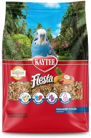 Kaytee Fiesta Parakeet Food, Nutritious and Fun Blend, Supports Skin, Feather, Digestion, Brain and Heart Health, 2 pounds