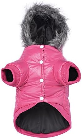 LESYPET Dog Coat for Small Dogs, Windproof Doggie Puffer Jacket with Leash Hole, Extra Warm Dog Jacket Winter Coat, Pink S