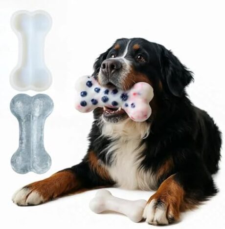 Large Silicone Dog Bone Mold 2 Pack - Large Bone Shaped Ice Cube Trays, Dishwasher Safe Non-Stick Freezer & Oven Mold for Frozen Treats, Baking, Dog Chews (White)
