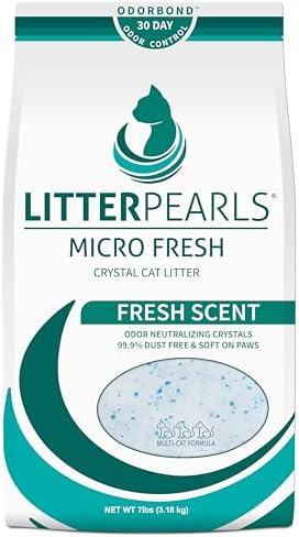 Litter Pearls Micro Fresh Scented Non-Clumping Crystal Cat Litter with Odorbond, 7 lb