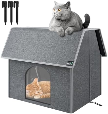 MIU Color Outdoor Cat House, Large Weatherproof Cat Houses for Outdoor Cats, Insulated Feral Cat Shelter with Removable Soft Mat, Easy to Assemble, 17.1" x 15" x 16.6" inch