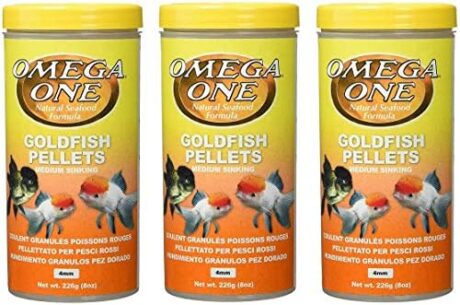 Omega One 3 Pack of Goldfish Medium Pellets, 8 Ounces Each