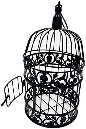 PET SHOW Round Birdcages Wedding Gift Cards Holder Metal Wall Hanging Bird Cage for Small Birds Party Indoor Ourdoor Decoration 10.6“ Black Pack of 1