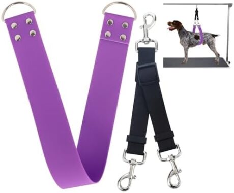 Pet Dog Grooming Belly Strap – 2 Inch Wide Waterproof Strong PVC Support Band, Grooming Loop Restraint for Pet Bathing & Grooming(Purple-Short)