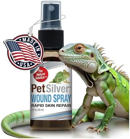 PetSilver Reptile Wound Spray with Chelated Silver – Reptile Wound Care for Snakes, Lizards, Geckos – Burns, Sores, Irritations & Scale Rot Treatment – Non-Toxic & Safe – Made in USA – 2 fl oz
