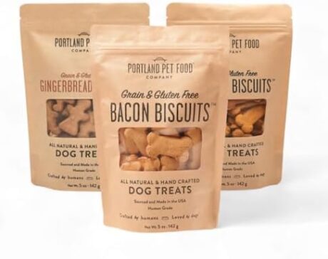 Portland Pet Food Company Natural Dog Treats Variety Pumpkin Gingerbread & Bacon Dog Biscuits - Grain-Free, Human-Grade Healthy Training & Snacks - Puppy, Small, Large Breed - Made in the USA - 3 Pack
