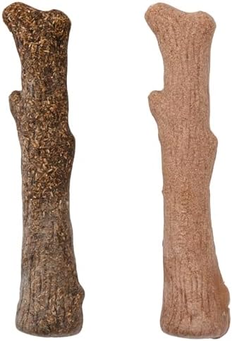 Pupstages by Petstages Dogwood Calming Dog Chew Toy – Real-Wood Blend, Moderate Chewers, Medium, 7.5", 2-Pack (Natural & Hemp Flavors)
