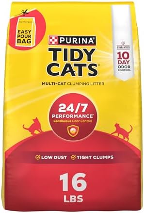 Purina Tidy Cats Clumping Cat Litter Odor Control, 24/7 Performance Multi Cat Litter - 16 lb. Bag