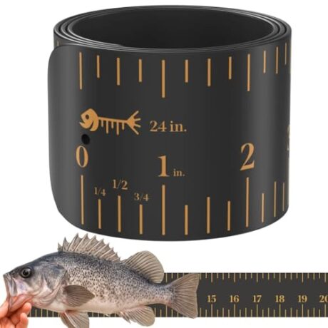 Roll-up & Slap-on Premium Fishing Tape Measure - Easy-to-Read Catch and Release Fish Measuring Device for Boat & Kayak Accessories - Compact & Extendable Fish Ruler (Black - 24" Inches)