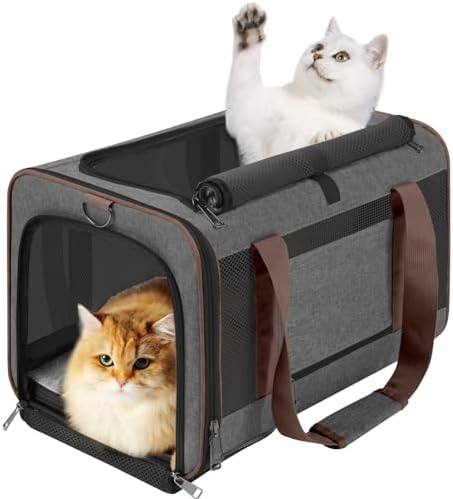 Small Dog Carrier Cage Soft Chihuahua/Softshell Big Cat Carrier Maine Coon/Pet Taxi Carrying Bag Over 25lbs / Top Loader Travel Kennel Brown