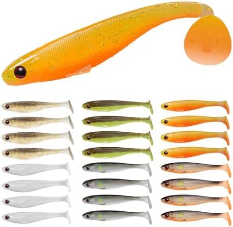 TRUSCEND Easy Catch Soft Lures, Unique Vibrating Swim Action and Trembly Sinking Move for More Bites, Amazing Soft Swimbaits for Family Fishing, Well-Made Fishing Lures for Bass Trout Crappie Walleye