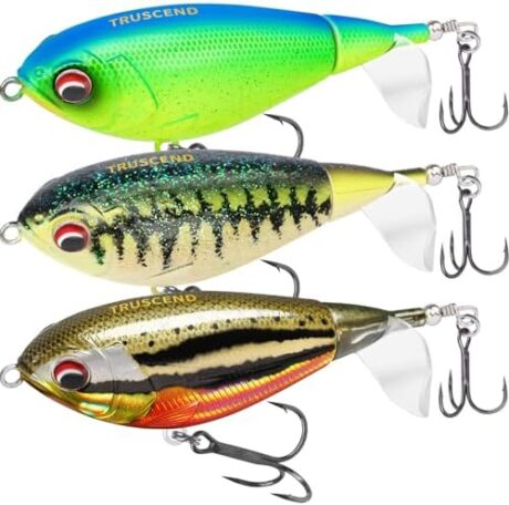 TRUSCEND Top Water Fishing Lures with BKK Hooks, Whopper Fishing Lures for Freshwater or Saltwater, Floating Lure Kit for Bass Catfish Pike, Fishing Wobble Surface Bass Baits Fishing Gifts for Men