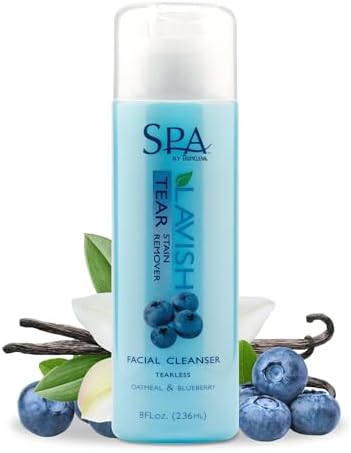 TropiClean SPA Tear Stain Remover for Dogs | Blueberry Facial Shampoo | Odor Eliminator | Tearless | Whitening and Brightening | Made in USA | 8oz.