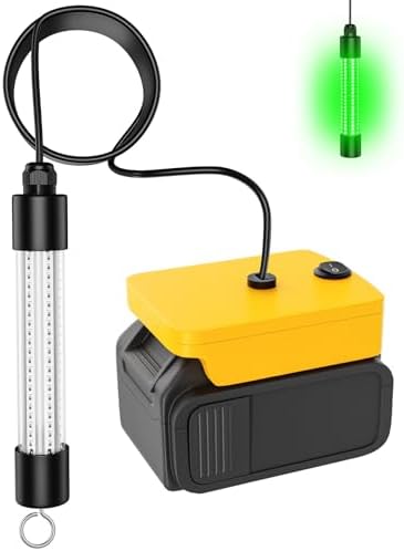 Underwater Fishing Light Compatible for Dewalt 20V Battery，LED Green Light for IP68 1300 Lumens Fish Attracting, Night Fishing for Docks Boats or Kayaks(no Battery)