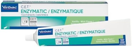 Virbac C.E.T. Enzymatic Toothpaste Eliminates Bad Breath by Removing Plaque and Tartar Buildup Best Pet Dental Care Toothpaste Vanilla Mint Flavor 2.5 Oz Tube