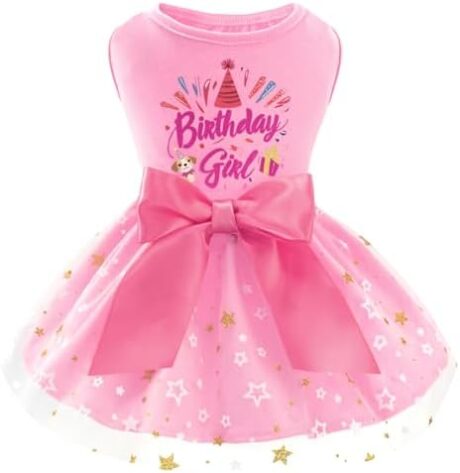 XPUDAC Dog Birthday Dress Puppy Clothes for Small Dogs Girl Birthday Party Tulle Pet Outfit, Cat Appeal-Large