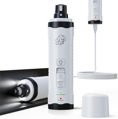 YABIFE 7-Speed Dog Nail Trimmers, Professional Dog Nail Grinder with Light - Super Powerful Pet Nail Grinder for Dogs Smaill, Meddium and Large - Whisper Quiet, Single Hand Operation, Purple Blue