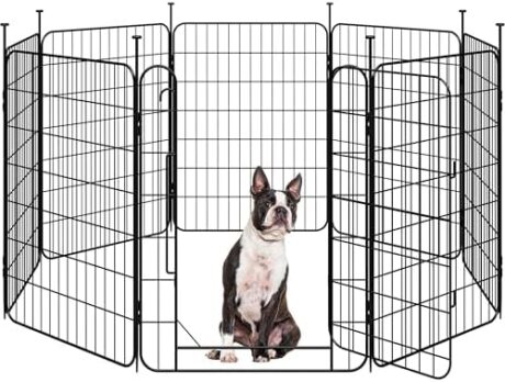 Yaheetech Expandable Dog Playpen, 8 Panel 32 inch Puppy Playpen with Door Indoor/Outdoor Pet Fence for Small Medium Dogs