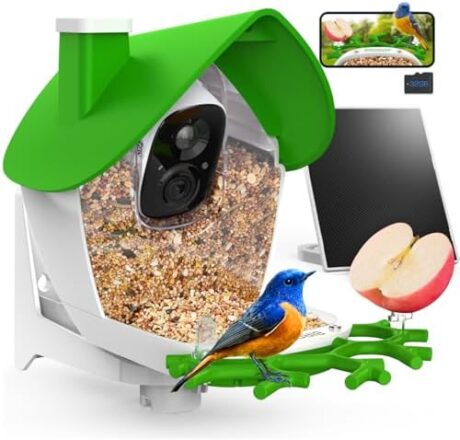 birdsnap® P33 - Smart Bird Feeder with Camera Solar Powered, 2K Video Bird Camera Feeder Live with 32GB Card, AI Identify Feather Species, Auto Record in Backyard, Ideal Gift for Birds Lover