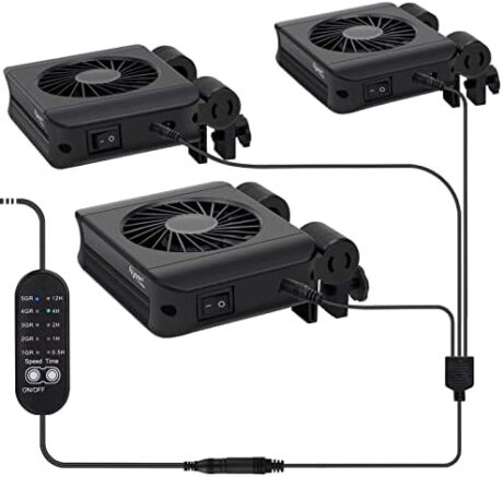 hygger Aquarium Chillers Fan, Quiet Fish Tank Cooling Fan Equipment with Adjustable Speed Controller, Suitable for Freshwater Saltwater Tanks(3-Fan Head)