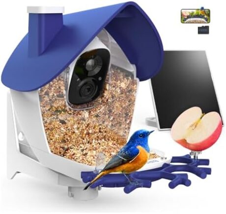 birdsnap® P33 - Smart Bird Feeder with Camera Solar Powered, 2K Video Bird Camera Feeder Live with 32GB Card, AI Identify Feather Species, Auto Record in Backyard, Ideal Gift for Birds Lover