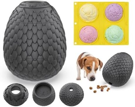 2-in-1 Enrichment Chew Toy for Dogs - Frozen Treat Toy & Dispensing Dog Puzzles Toy, Fillable Rubber Interactive Toy, Keeps Dogs Busy, Reduces Anxiety, Safe & Easy to Clean Black