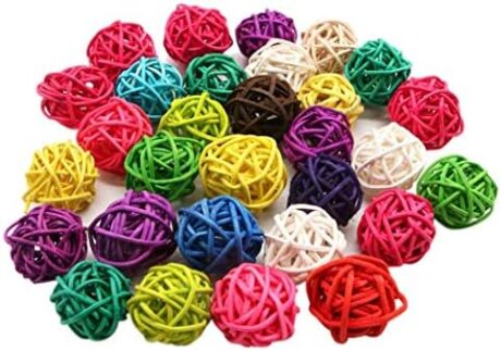 20 Pcs Colorful Handmade Wicker Rattan Balls Decorative, Pet Bird Chew Toy Party Wedding Table Decoration Decorative Crafts Hanging DIY Accessories