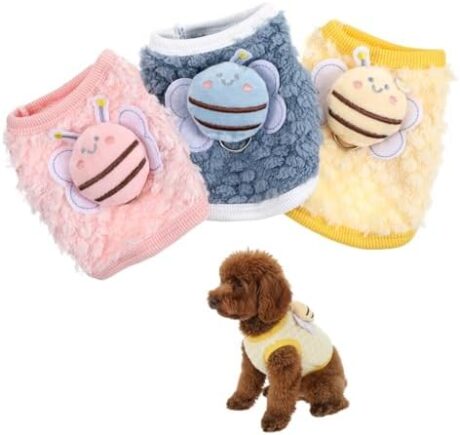 3 Pcs Kitten Clothes, Yorkie, Chihuahua Puppy Clothes, Colorful Teacup Dog Cat Vest with Bee Dolls, Soft Small Dog Sweater, Cute Puppy Jumper for Mini Newborn Dogs,Cat (XX-Small)