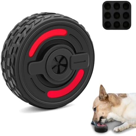 3-in-1 Dog Treat Toy for Aggressive Chewer, Natural Rubber Dog Puzzle, Bully Stick Holder, Frozen Treat Dispensing Toy for Small Medium Large Breeds