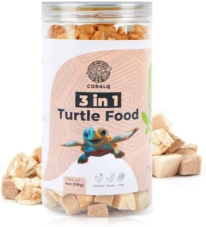 3 in 1 Meat Turtle Food - Chicken & Duck & Fish Meat Natural Freeze Dried Turtle Treats