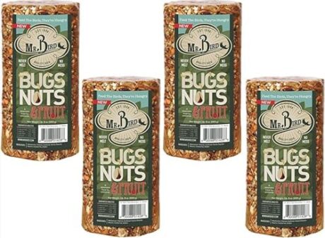 4-Pack of Mr Bird's Bugs Nuts & Fruit Small Wild Bird Seed Cylinder 24 oz.