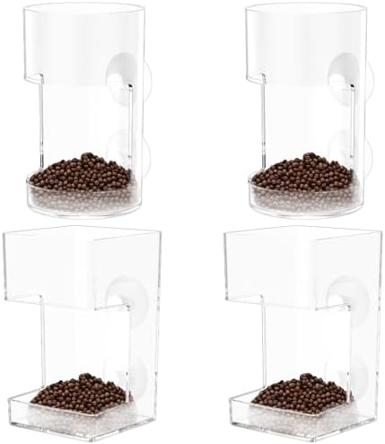 4 Pcs Fish Feeders for Aquariums, Fish Tank Feeding Tray with Suction Cup, Automatic Floating Tank Dish Tray, No Mess Shrimp Turtle Feeder, Preventing Food Scattering