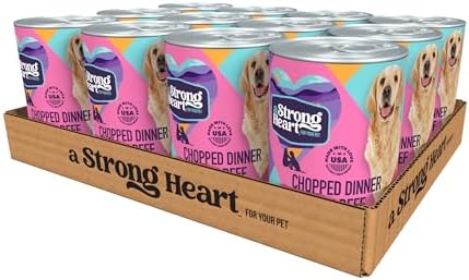 A Strong Heart Wet Dog Food, Chopped Dinner with Beef - 13.2 oz Cans (Pack of 12), Made in The USA with Real Beef