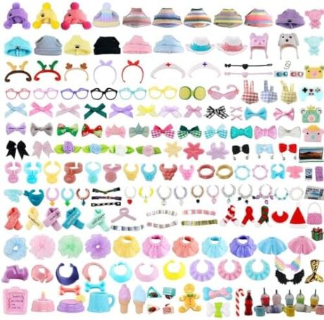 Accessories for lps Pets, (Random 25 pc) Hat Scarf Jacket Dress Bow Skirt Clothes Collar Foof and Drink Toy Accessories fit lps Cats and Dogs Fox Dragon Rabbit Pet Figure